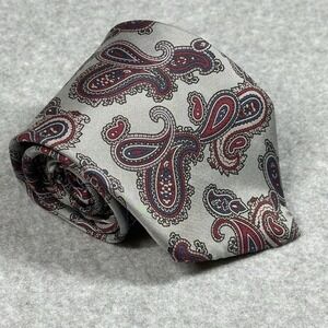 Valeriano Collection Silk Tie Gray Red Blue Paisley USA Vintage 56x3.5in